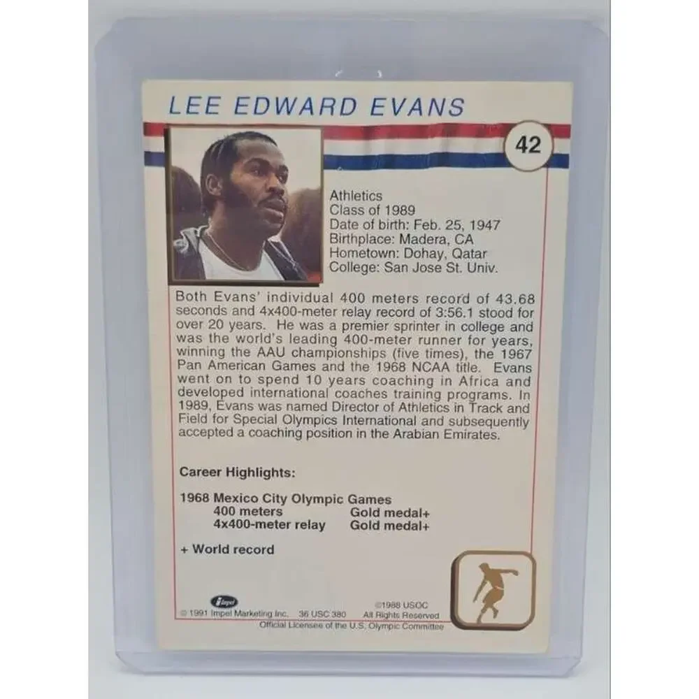 1991 Impel U.S. Olympic Hall of Fame #42 Lee Evans Card